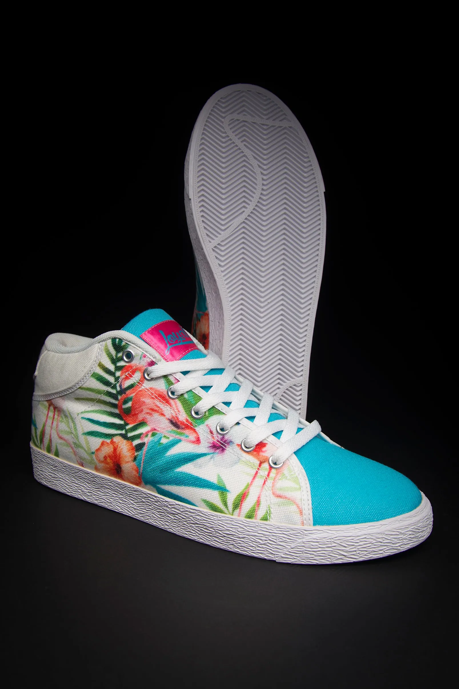 Loyalty Flamingo Watercolor Canvas Mid Top Men's Sneaker
