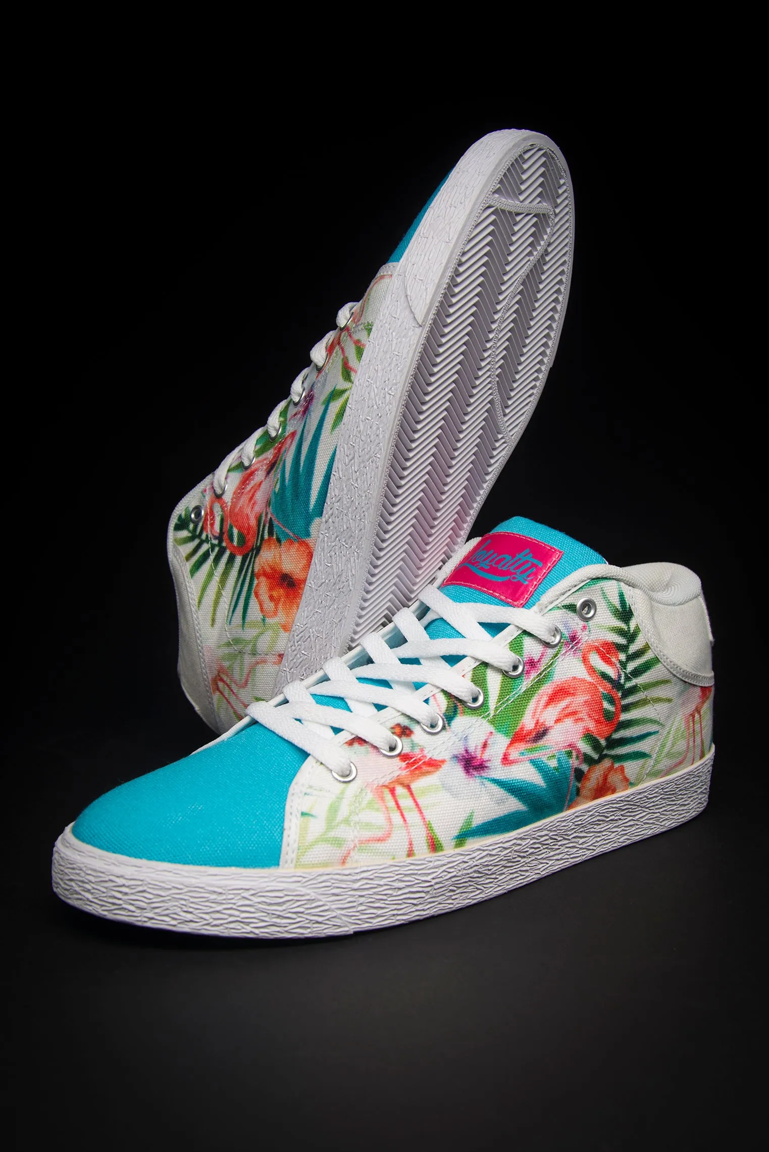 Loyalty Flamingo Watercolor Canvas Mid Top Men's Sneaker