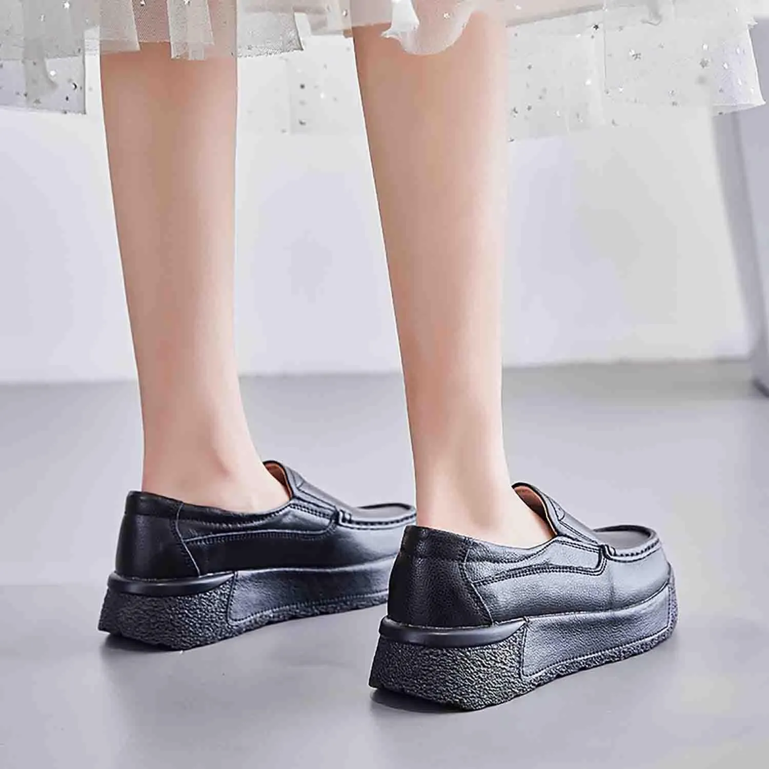 MEBAMY Women's Casual Platform Loafers Lightweight and Non-Slip Wedge Fashion Slip-On Sneaker for Women,White