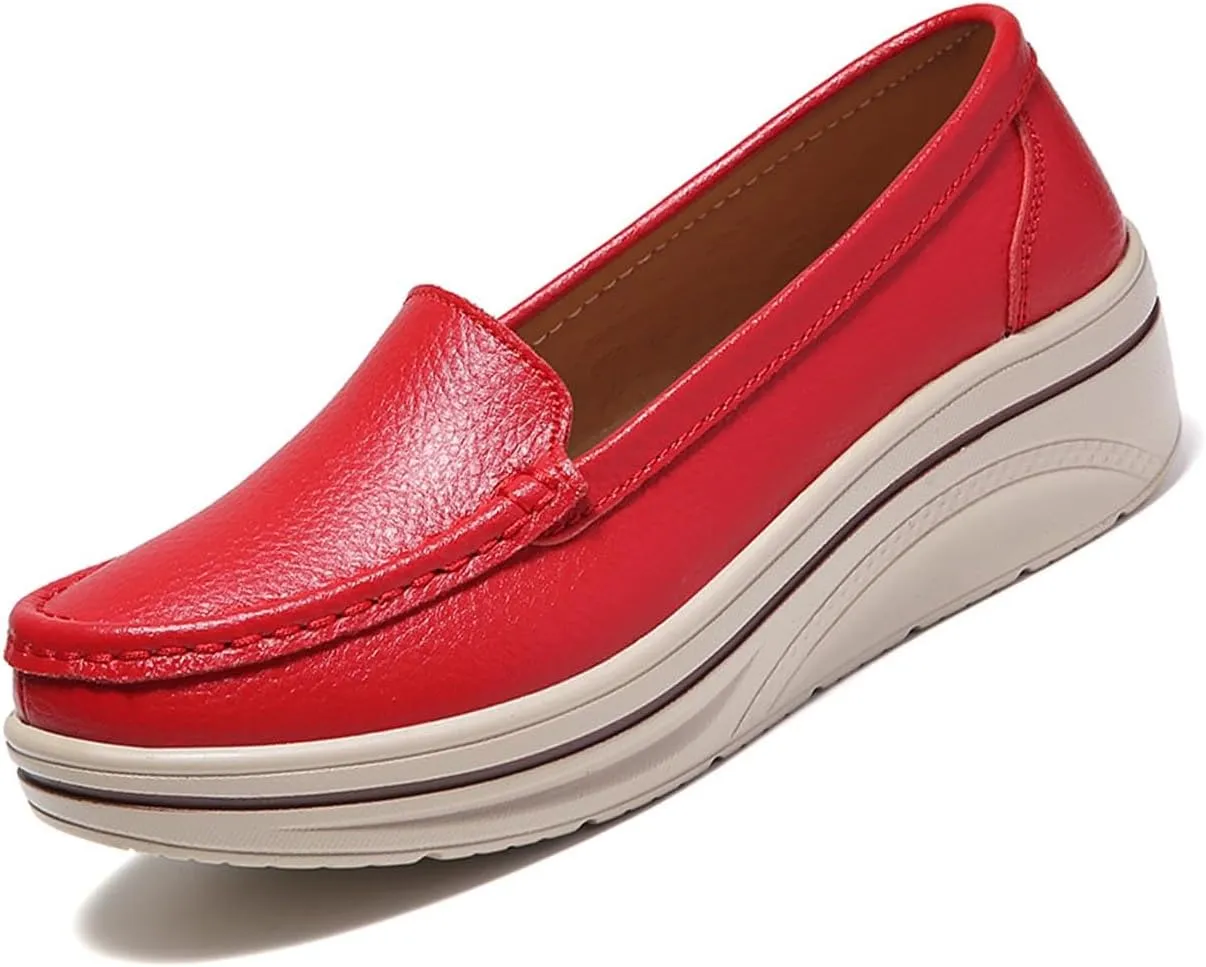 MEBAMY Women's Thick Sole Slip-On Loafers Comfortable Arch Support Casual Thick-Soled Casual Shoes Non-Slip Low-Top Loafers Shoes for Women Black
