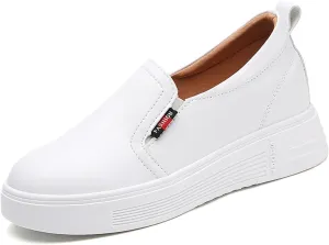 MEBAMY Women's Thick Sole Slip-On Loafers Comfortable Arch Support Casual Thick-Soled Casual Shoes Non-Slip Low-Top Loafers Shoes for Women Black