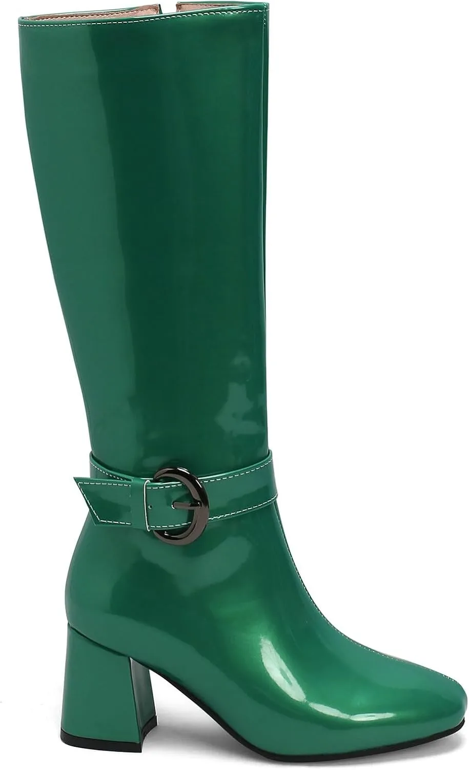 Meefit Women Block Heel Knee High Riding Boots Classic Round Toe Zip Up Tall Boot