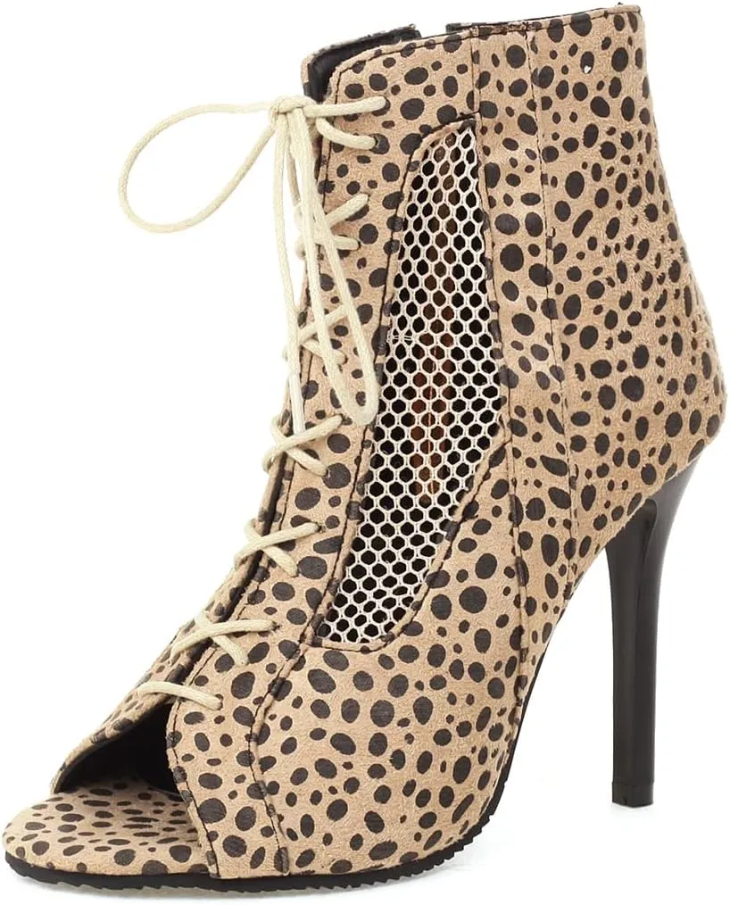 Meefit Women Lace Up Gladiator Sandals Stiletto High Heel Peep Toe Cut Out Sandals