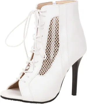 Meefit Women Lace Up Gladiator Sandals Stiletto High Heel Peep Toe Cut Out Sandals