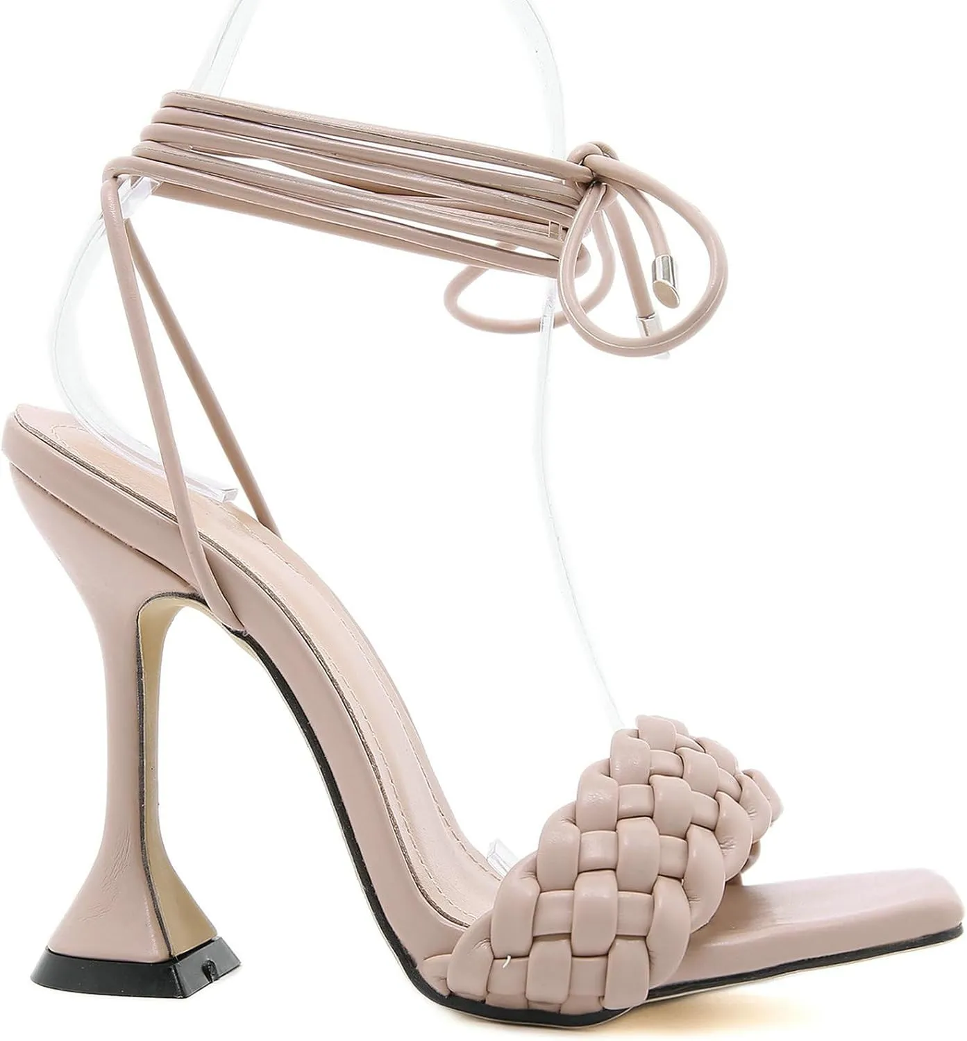 Meefit Women Lace Up Stiletto Heeled Sandals Open Toe Gladiator High Heel Sandals