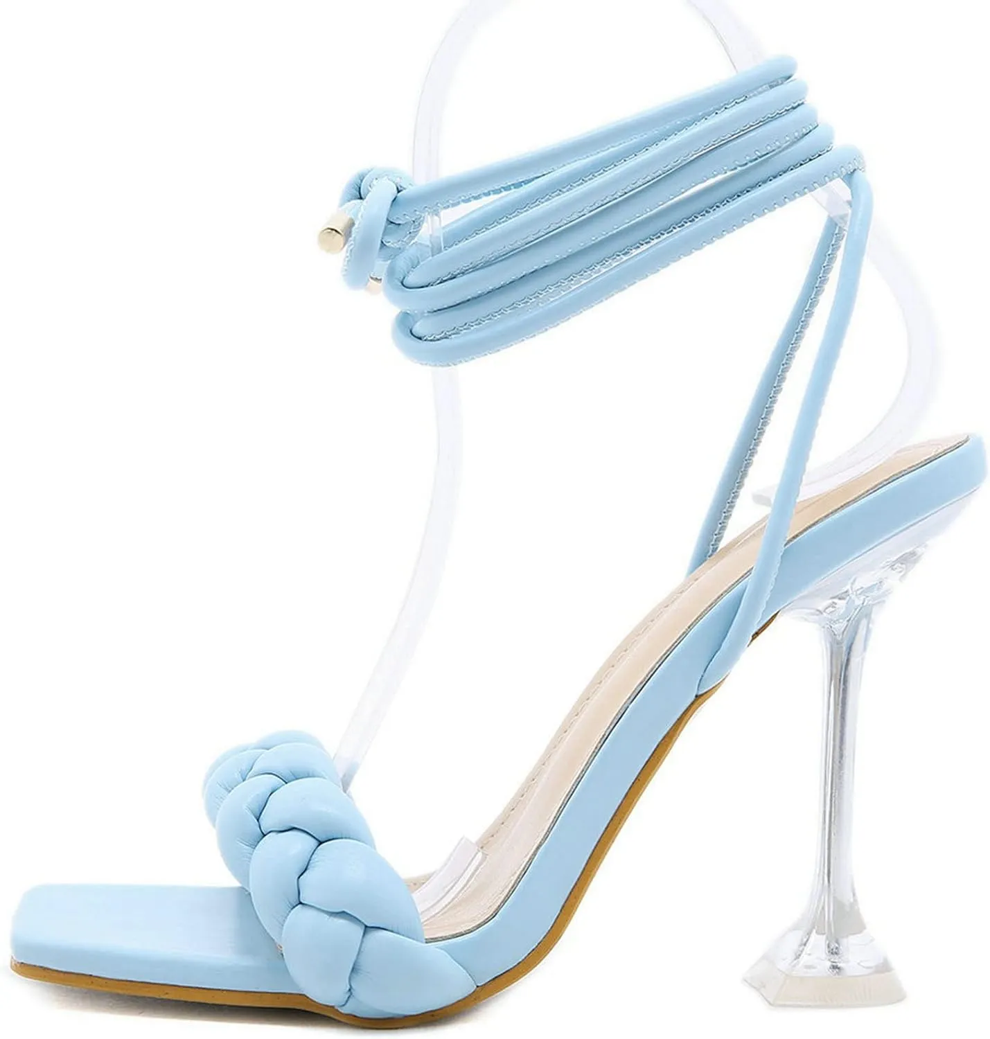 Meefit Women Lace Up Stiletto Heeled Sandals Open Toe Gladiator High Heel Sandals