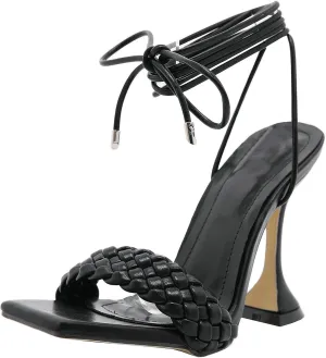 Meefit Women Lace Up Stiletto Heeled Sandals Open Toe Gladiator High Heel Sandals