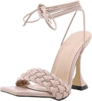 Meefit Women Lace Up Stiletto Heeled Sandals Open Toe Gladiator High Heel Sandals