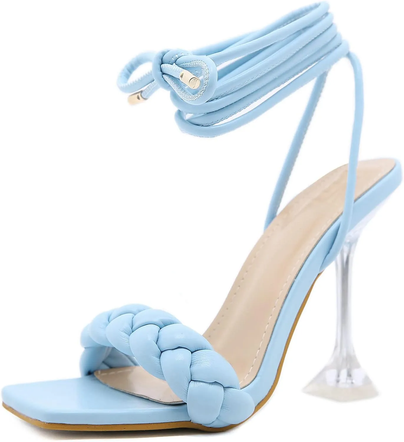 Meefit Women Lace Up Stiletto Heeled Sandals Open Toe Gladiator High Heel Sandals