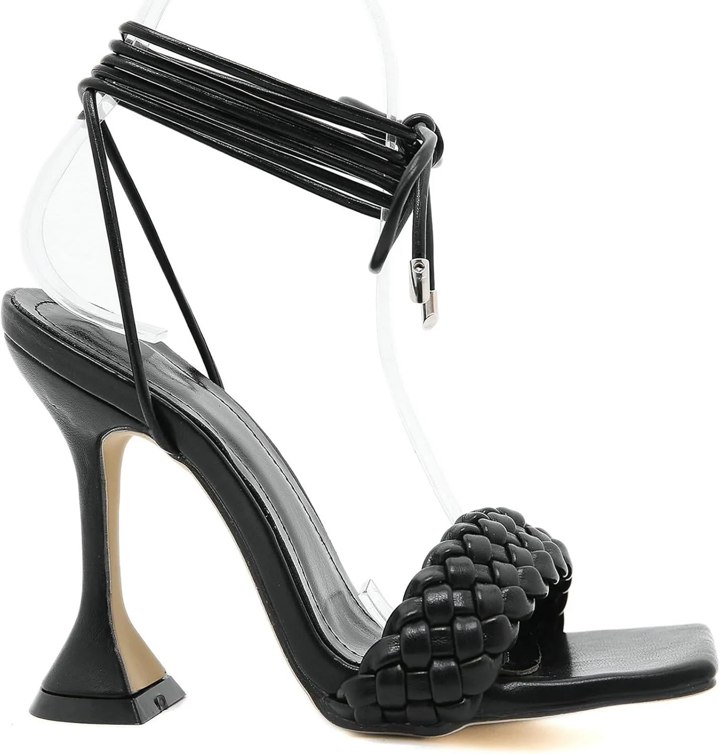 Meefit Women Lace Up Stiletto Heeled Sandals Open Toe Gladiator High Heel Sandals