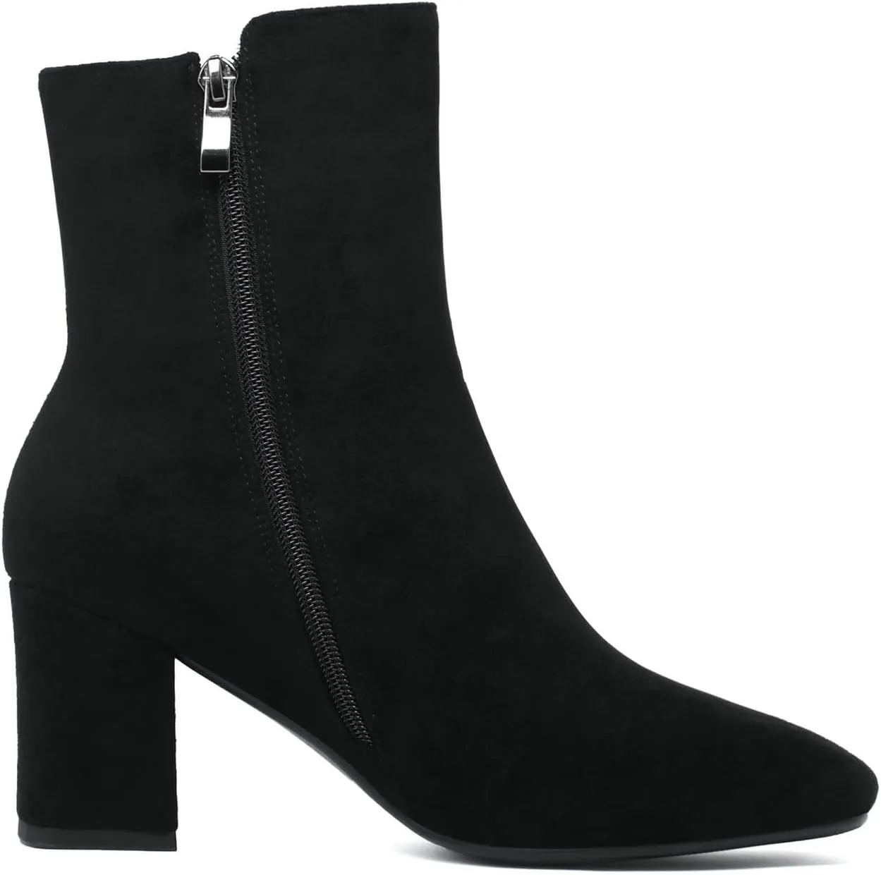 Meefit Women Square Toe GOGO Boots Chunky Heeled Ankle Boots Zipper Winter Block Heel Booties