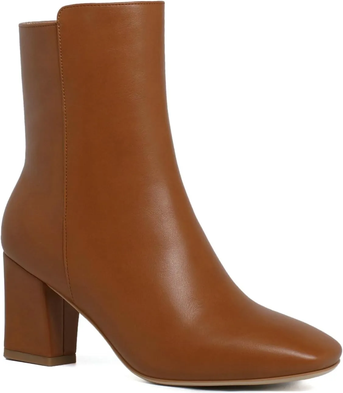 Meefit Women Square Toe GOGO Boots Chunky Heeled Ankle Boots Zipper Winter Block Heel Booties