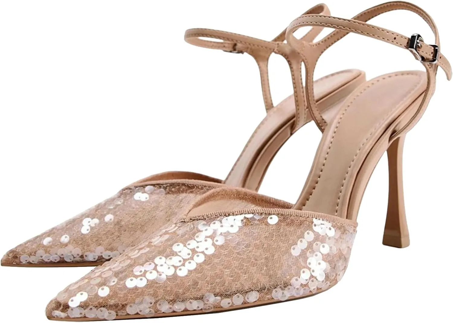 Meefit Women Stiletto Platform Pumps Patent Leather Ankle Strap Floral Print Pumps High Heels