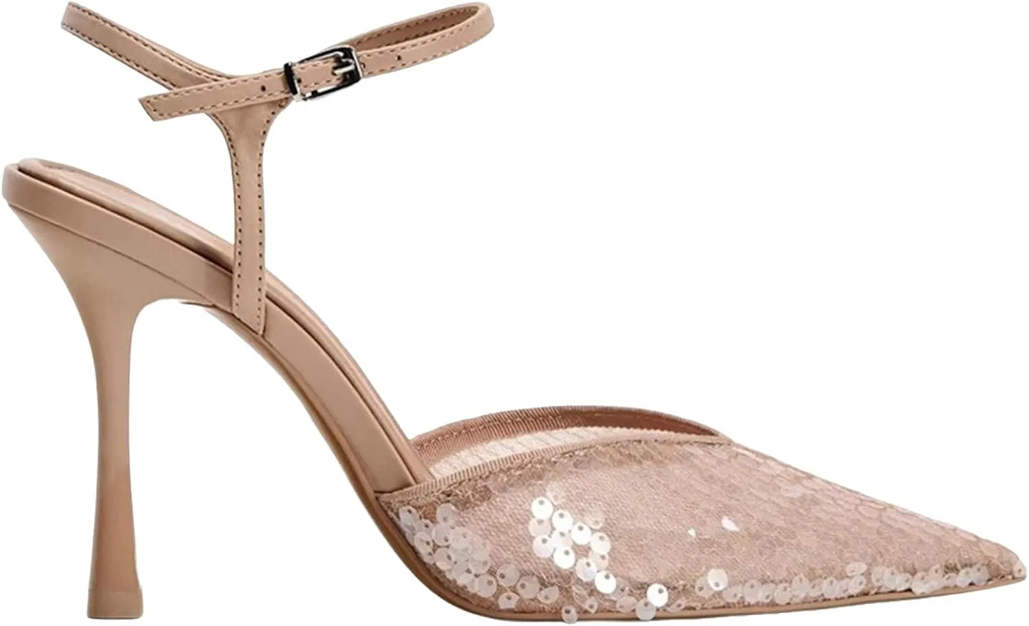 Meefit Women Stiletto Platform Pumps Patent Leather Ankle Strap Floral Print Pumps High Heels