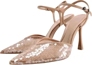 Meefit Women Stiletto Platform Pumps Patent Leather Ankle Strap Floral Print Pumps High Heels
