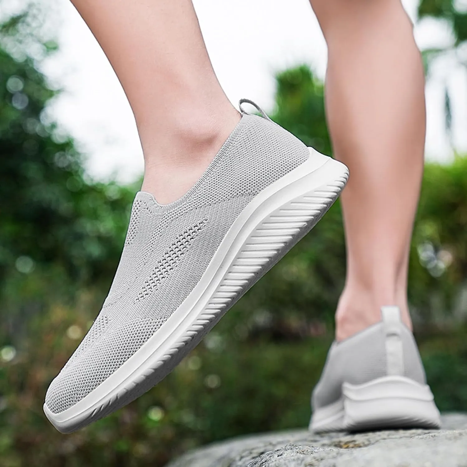 Memory Foam Versatile Shoes for Men Lightweight Sport Gym Jogging Walking Sneaker Soft Flat Soled Elderly Shoes