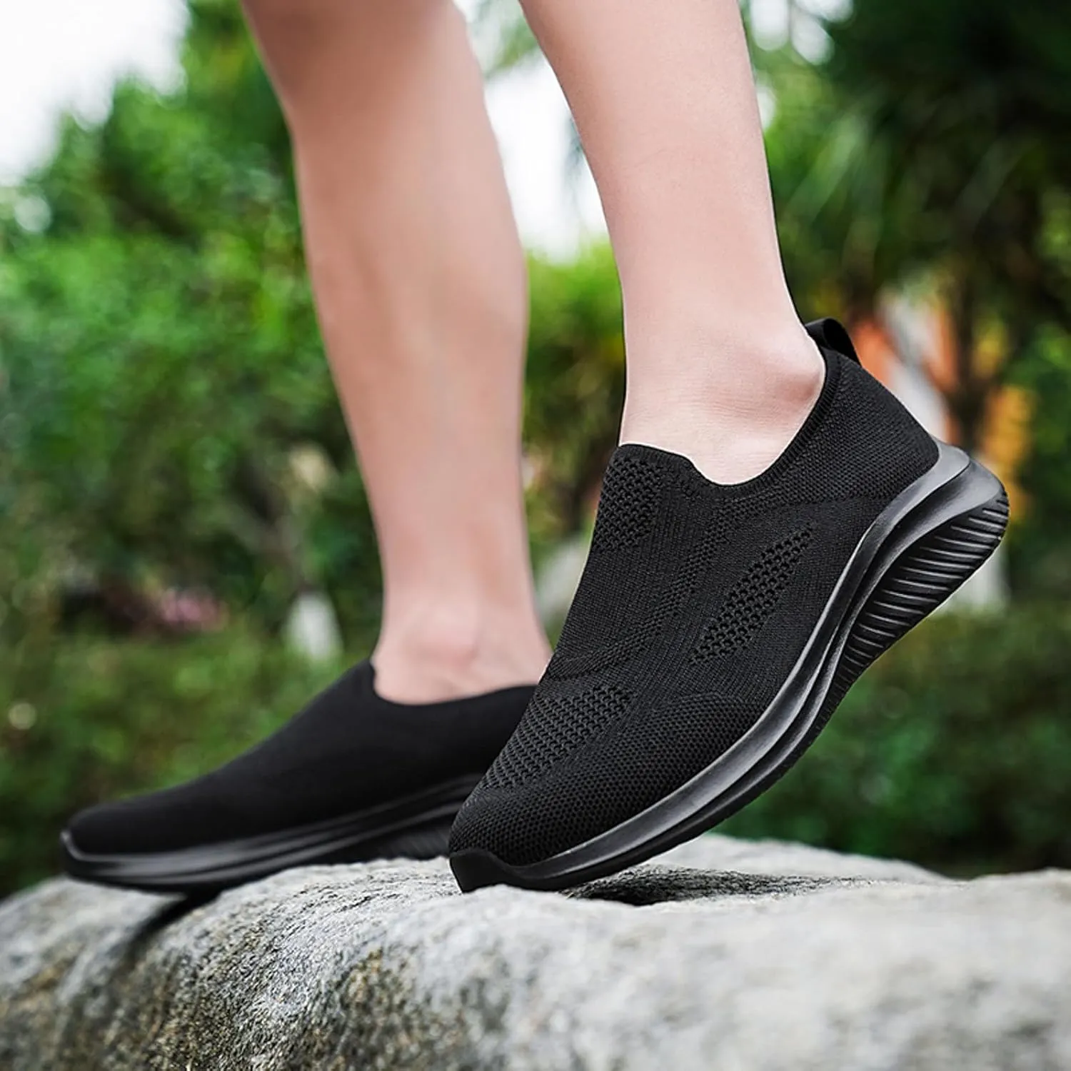 Memory Foam Versatile Shoes for Men Lightweight Sport Gym Jogging Walking Sneaker Soft Flat Soled Elderly Shoes