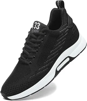 Men Elevator Sneakers Invisible Height Increasing 2.4 Inches Taller Elevator Sports Women Mesh Breathable Outdoor Casual Lace up Fashion Shoes