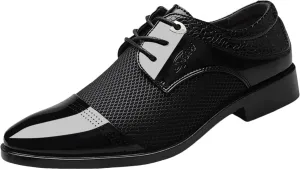 Men Slip On Formal Shoes Wedge Sole Size 10 Wide Men Breathable Business Formal Casual Pointed Toe Shiny Lace Up Patchwork Leather Shoes Mens Casual Oxford Shoes