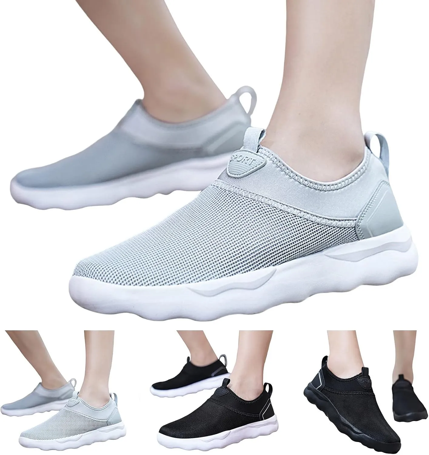 Men Sports Shoes Fashion Summer New Pattern Simple Solid Mesh Breathable Comfortable Thick Sole Sneaker for Men