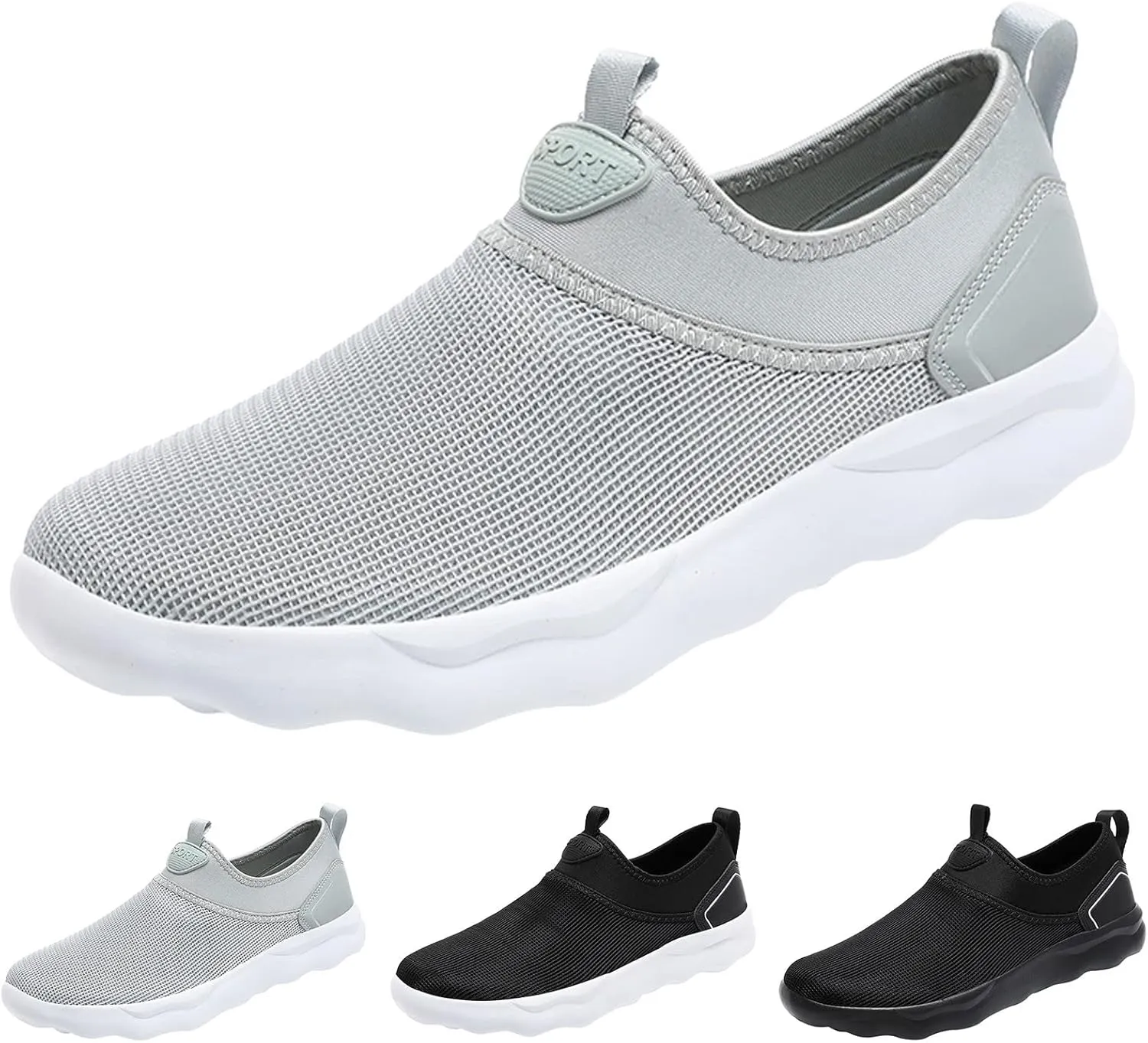 Men Sports Shoes Fashion Summer New Pattern Simple Solid Mesh Breathable Comfortable Thick Sole Sneaker for Men