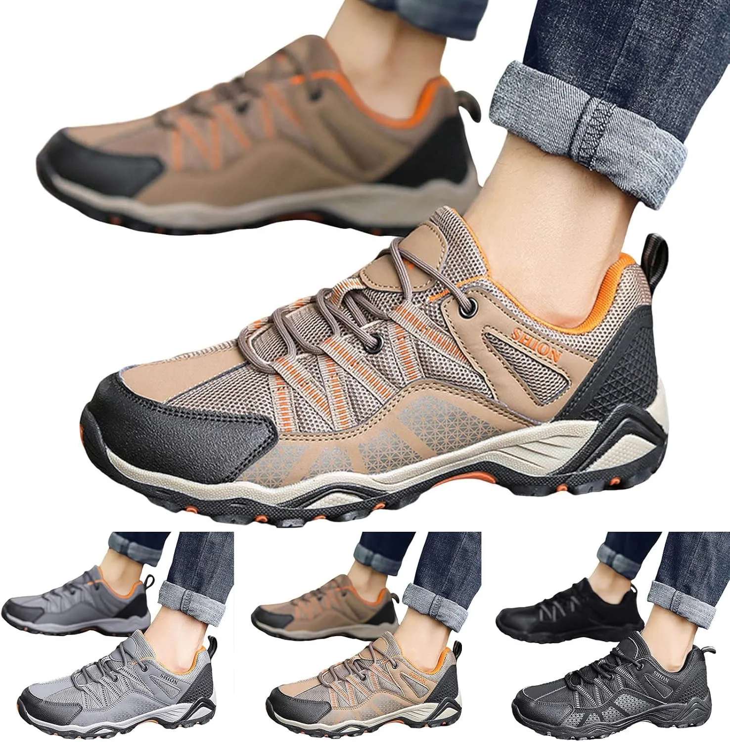 Men Sports Shoes Fashionable New Pattern Simple Solid Outdoor Mountaineering Shoes Sneaker Slippers for Men Size 13 Men's SPO