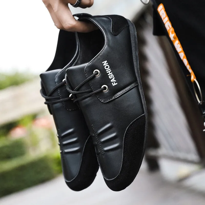 Men&#39;s Leather Casual Shoes Breathable Slip Men Driving Peas Shoes Spring and Autumn New Style Men&#39;s Shoes The British Sneakers