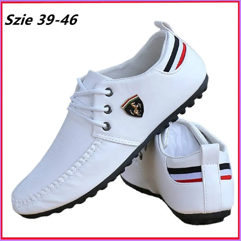 Men&#39;s Leather Casual Shoes Breathable Slip Men Driving Peas Shoes Spring and Autumn New Style Men&#39;s Shoes The British Sneakers