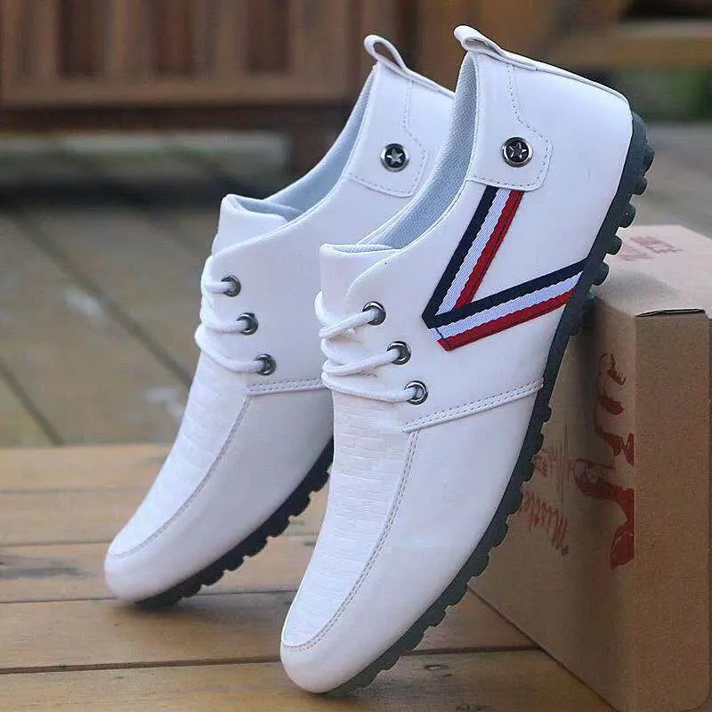 Men&#39;s Leather Casual Shoes Breathable Slip Men Driving Peas Shoes Spring and Autumn New Style Men&#39;s Shoes The British Sneakers
