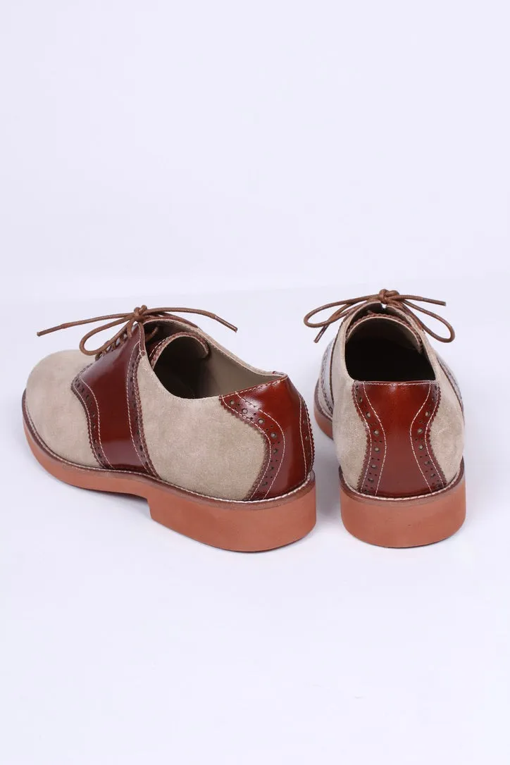 Men's 1950s style oxford saddle shoe  - Cognac/Sand - Elliot