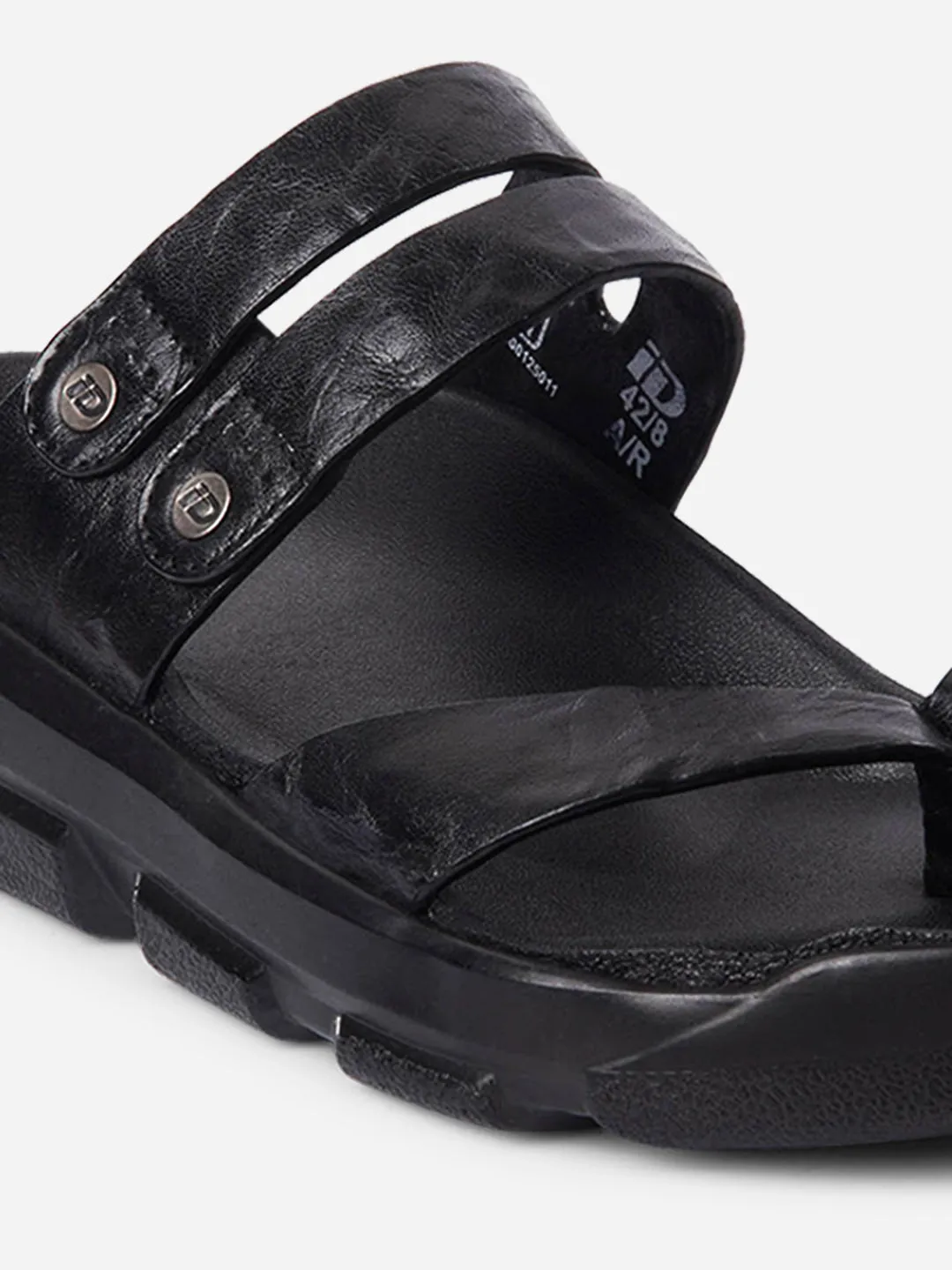 Men's Black Strap Sandals (ID4273)