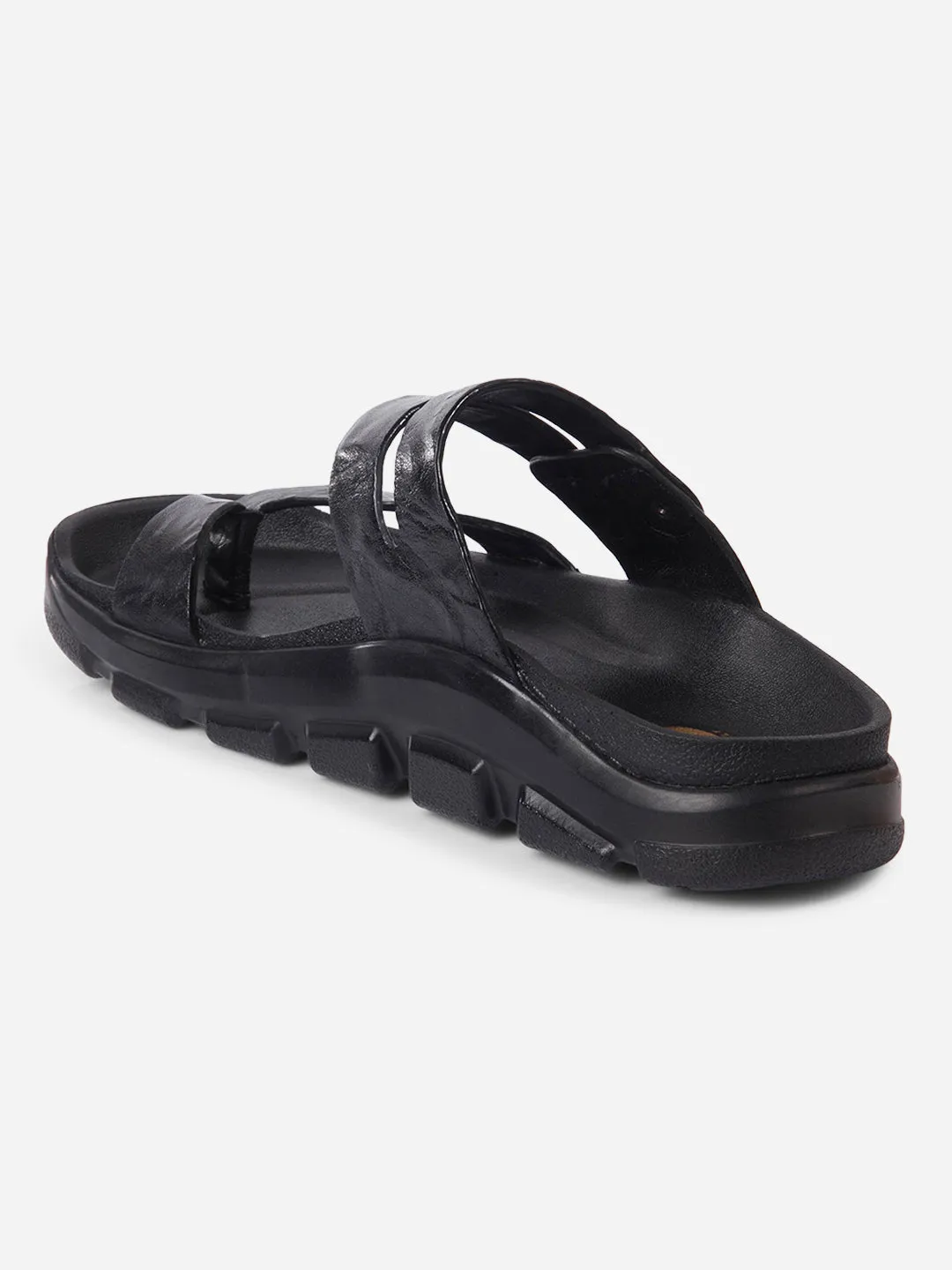 Men's Black Strap Sandals (ID4273)