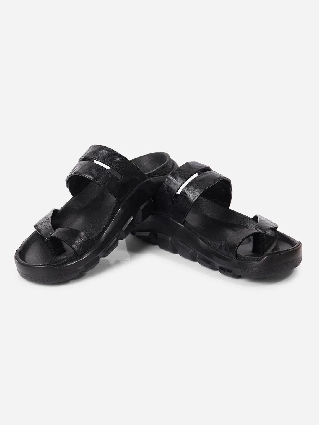 Men's Black Strap Sandals (ID4273)