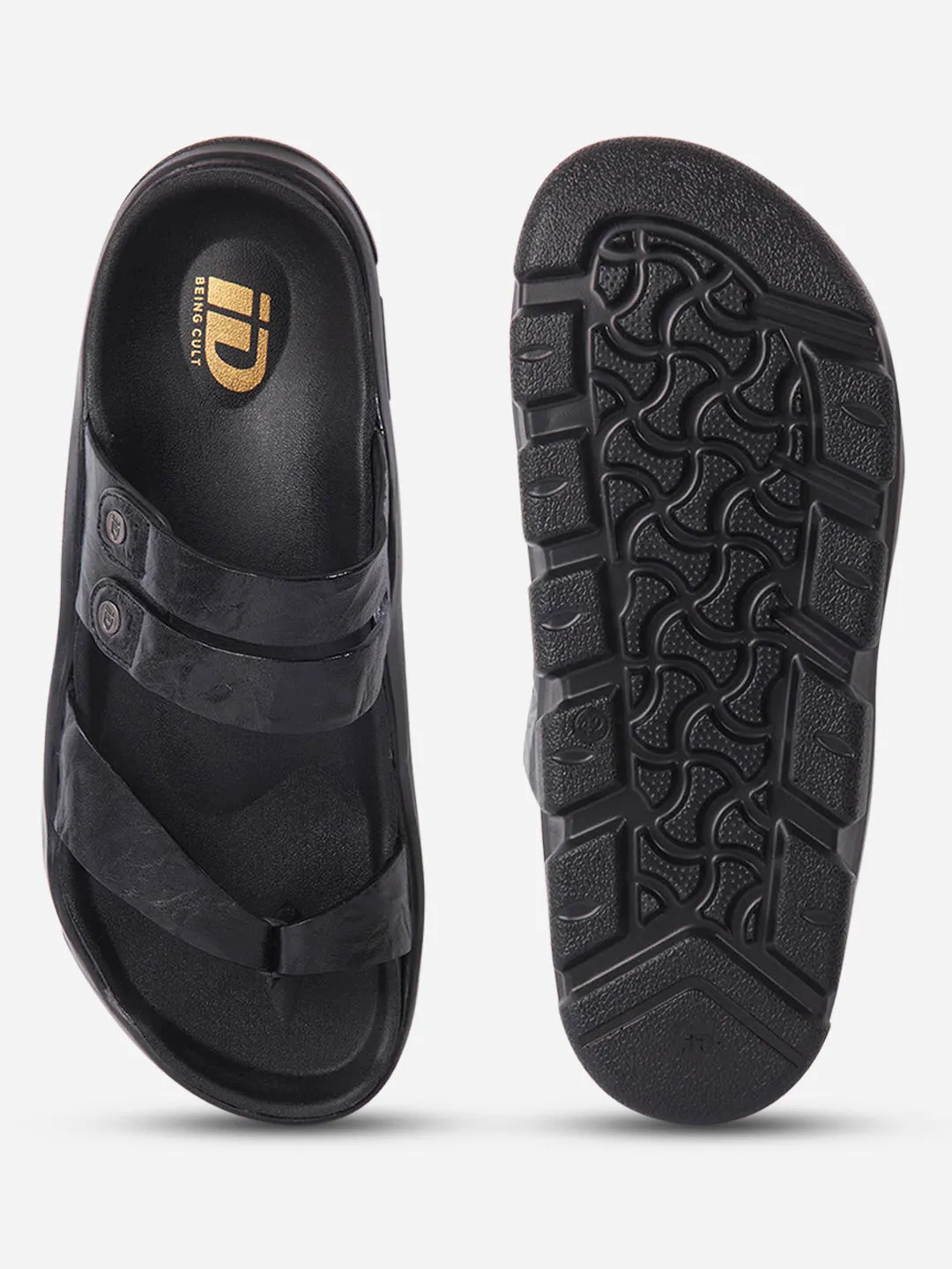 Men's Black Strap Sandals (ID4273)
