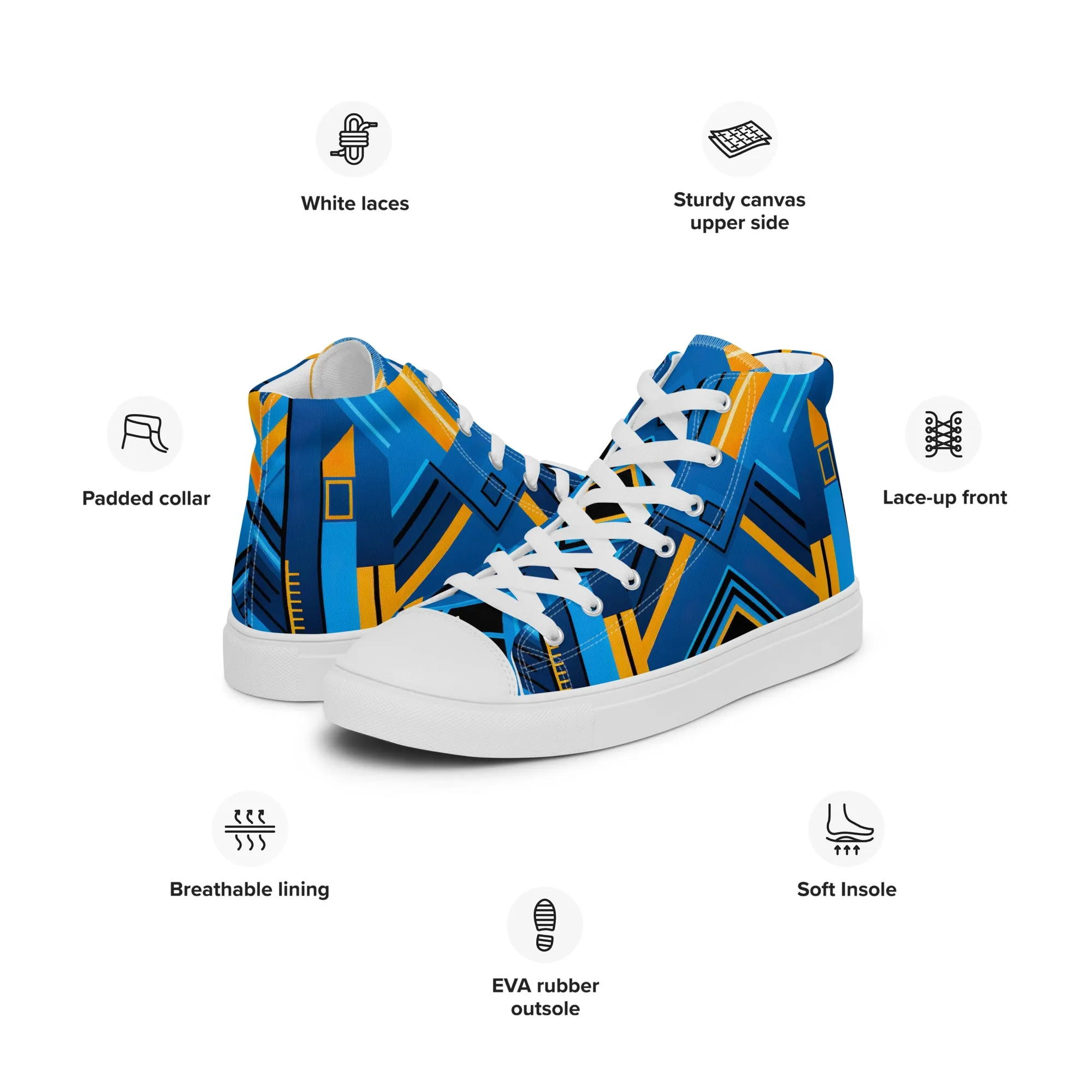 Men’s Blue Kente High Top Canvas