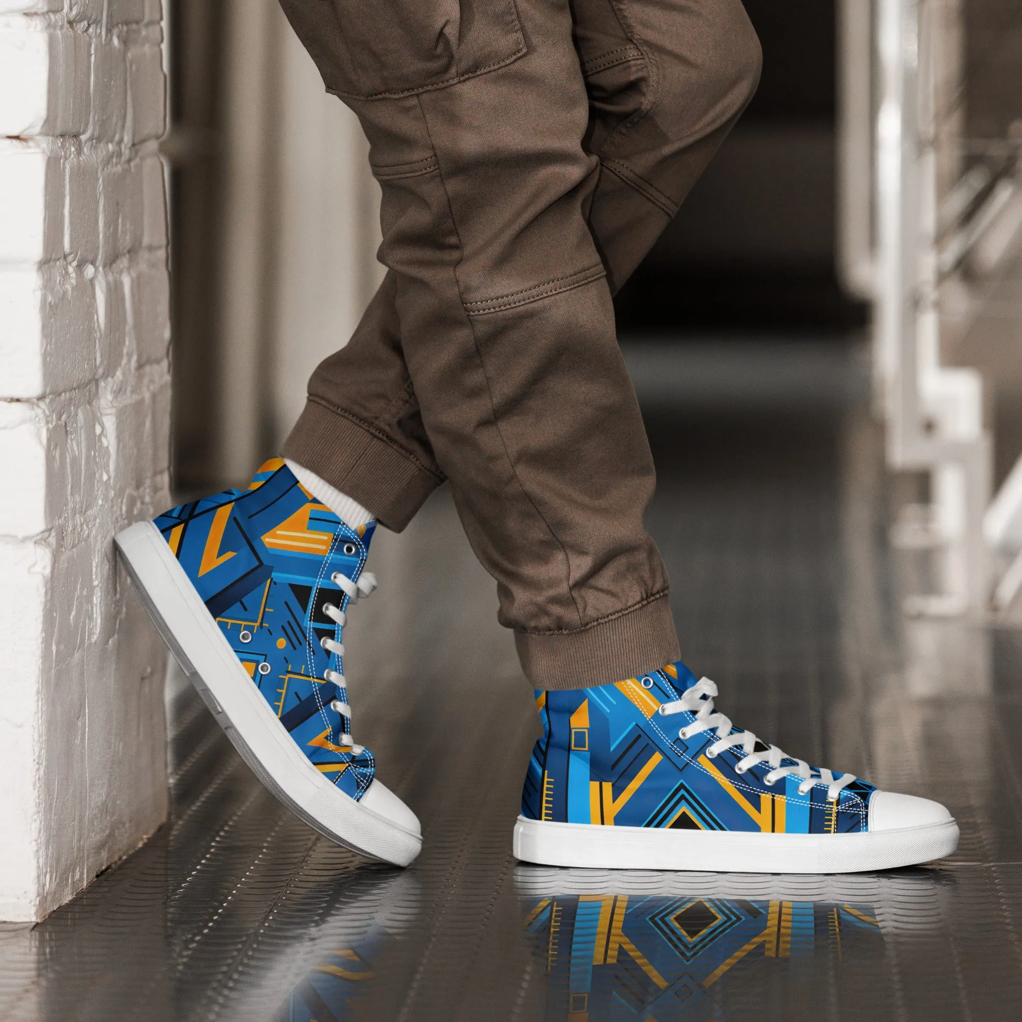 Men’s Blue Kente High Top Canvas