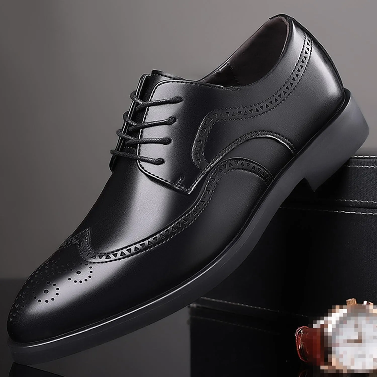 Mens Brogues Lace up Oxford Shoes Comfortable Wingtip Brogue Office Work Business Formal Shoes