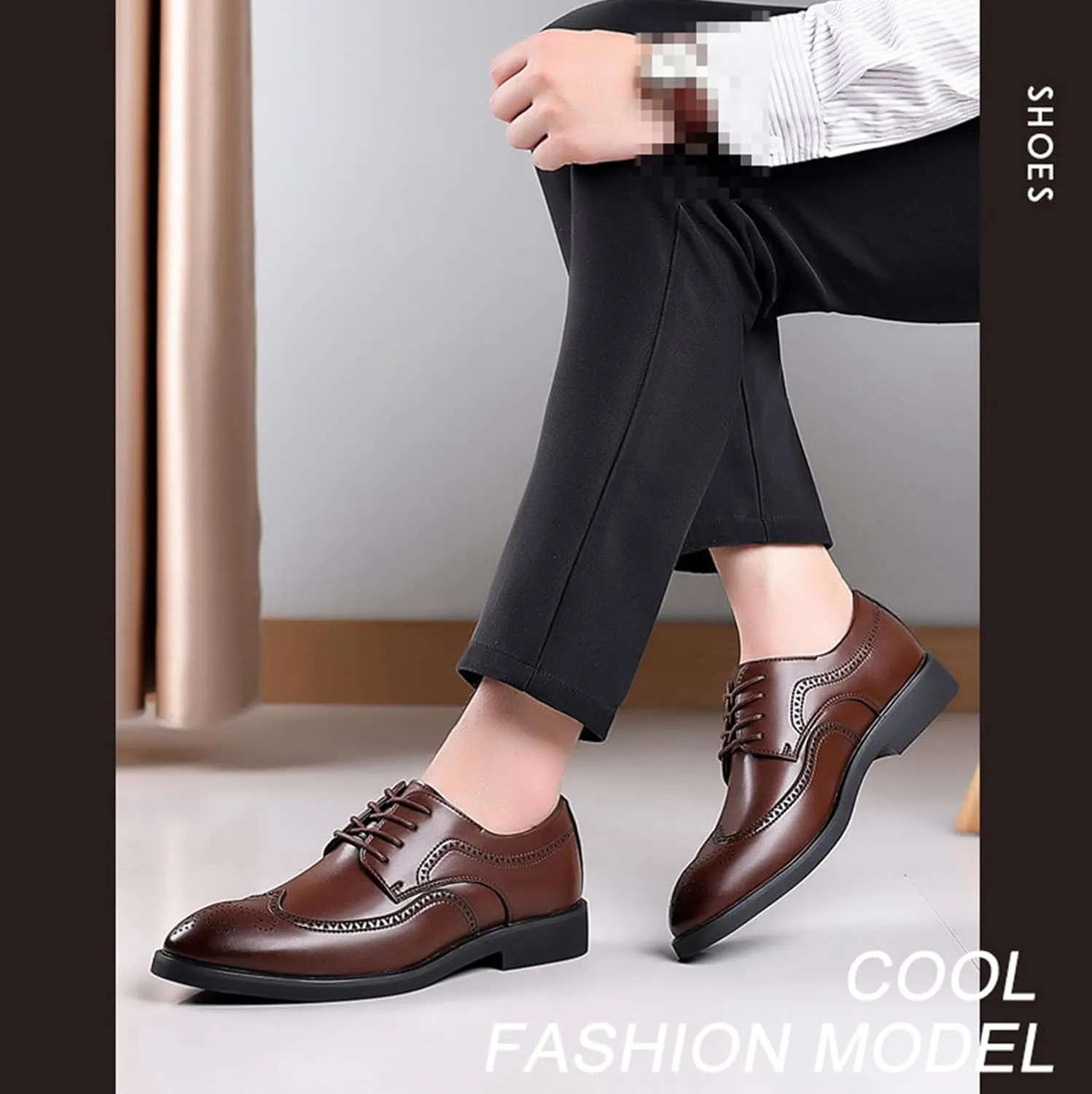 Mens Brogues Lace up Oxford Shoes Comfortable Wingtip Brogue Office Work Business Formal Shoes