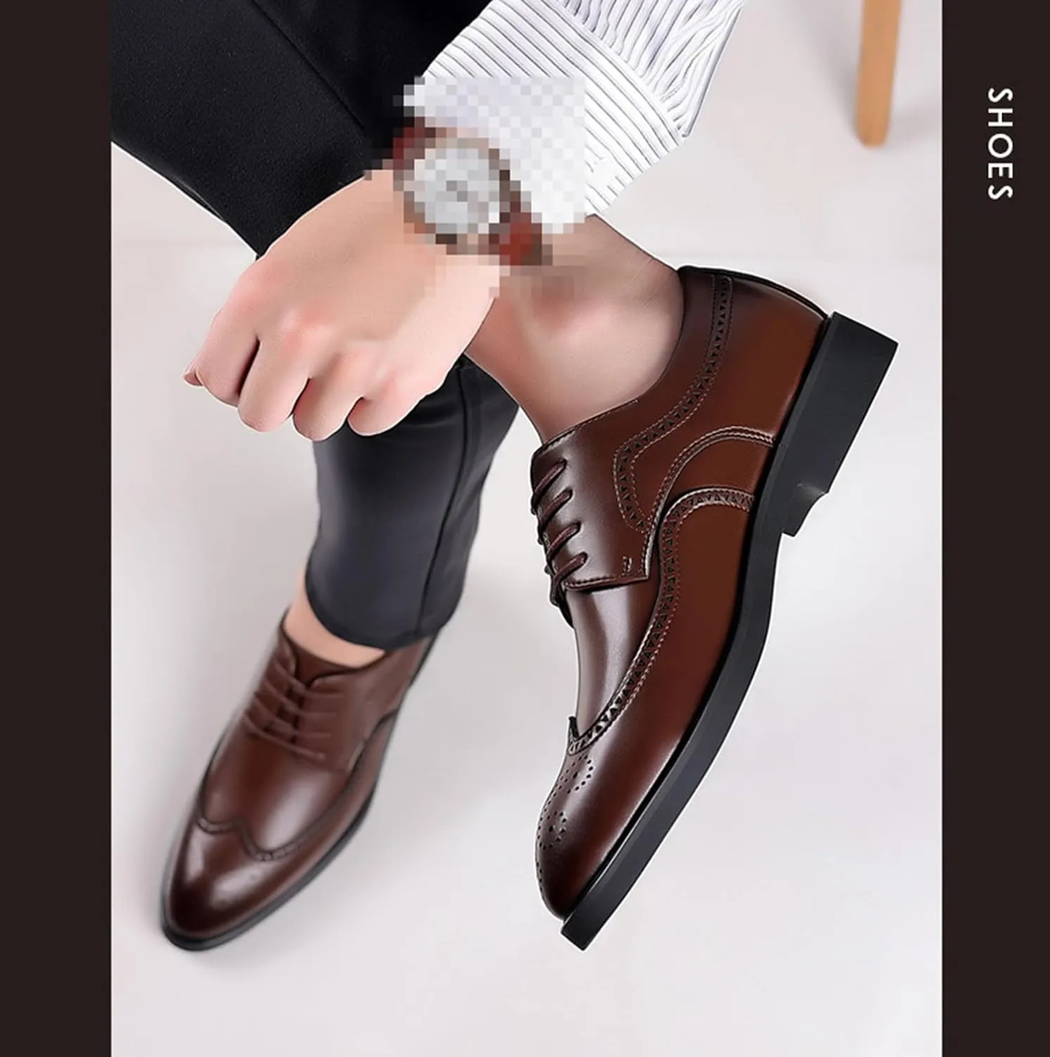 Mens Brogues Lace up Oxford Shoes Comfortable Wingtip Brogue Office Work Business Formal Shoes