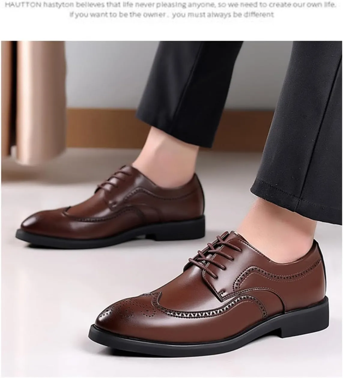 Mens Brogues Lace up Oxford Shoes Comfortable Wingtip Brogue Office Work Business Formal Shoes