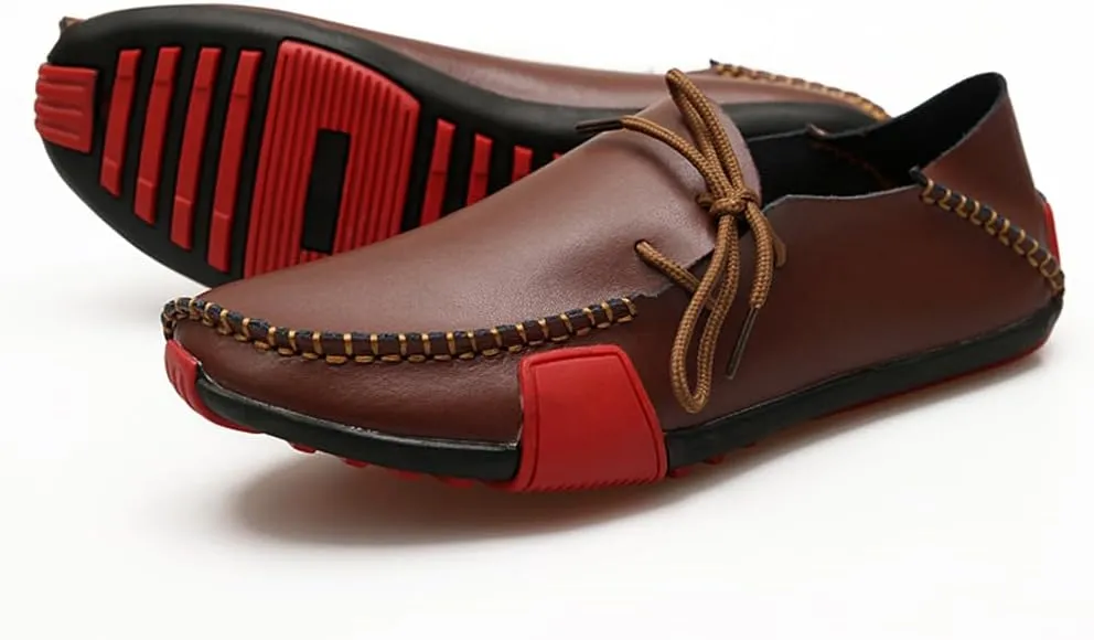 Men's Casual Shoes Handmade Leather Men's Loafers Moccasin Driving Shoes Slip on Soft Flats Shoes