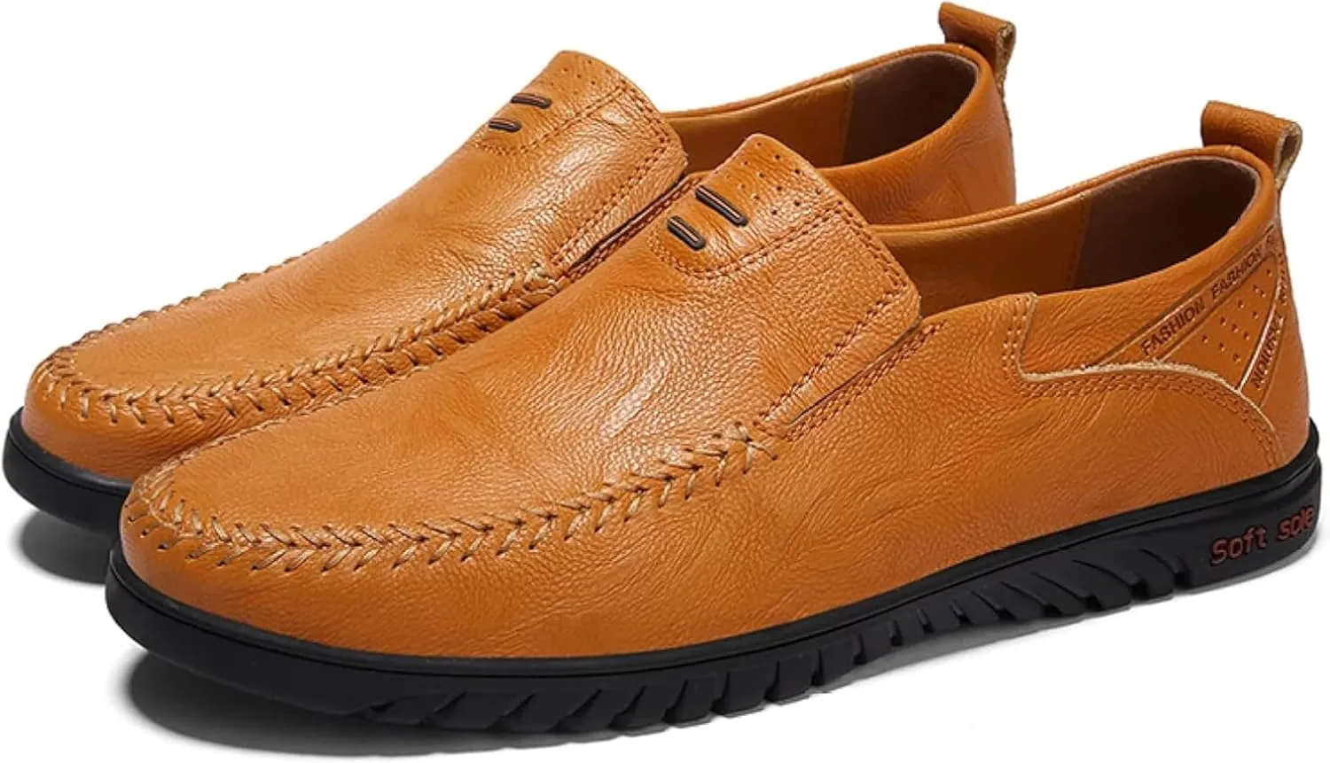 Men's Casual Shoes, Slip on Driving Shoes, Leather Men's Loafers, Flat Bottomed Lightweight Boat Shoes