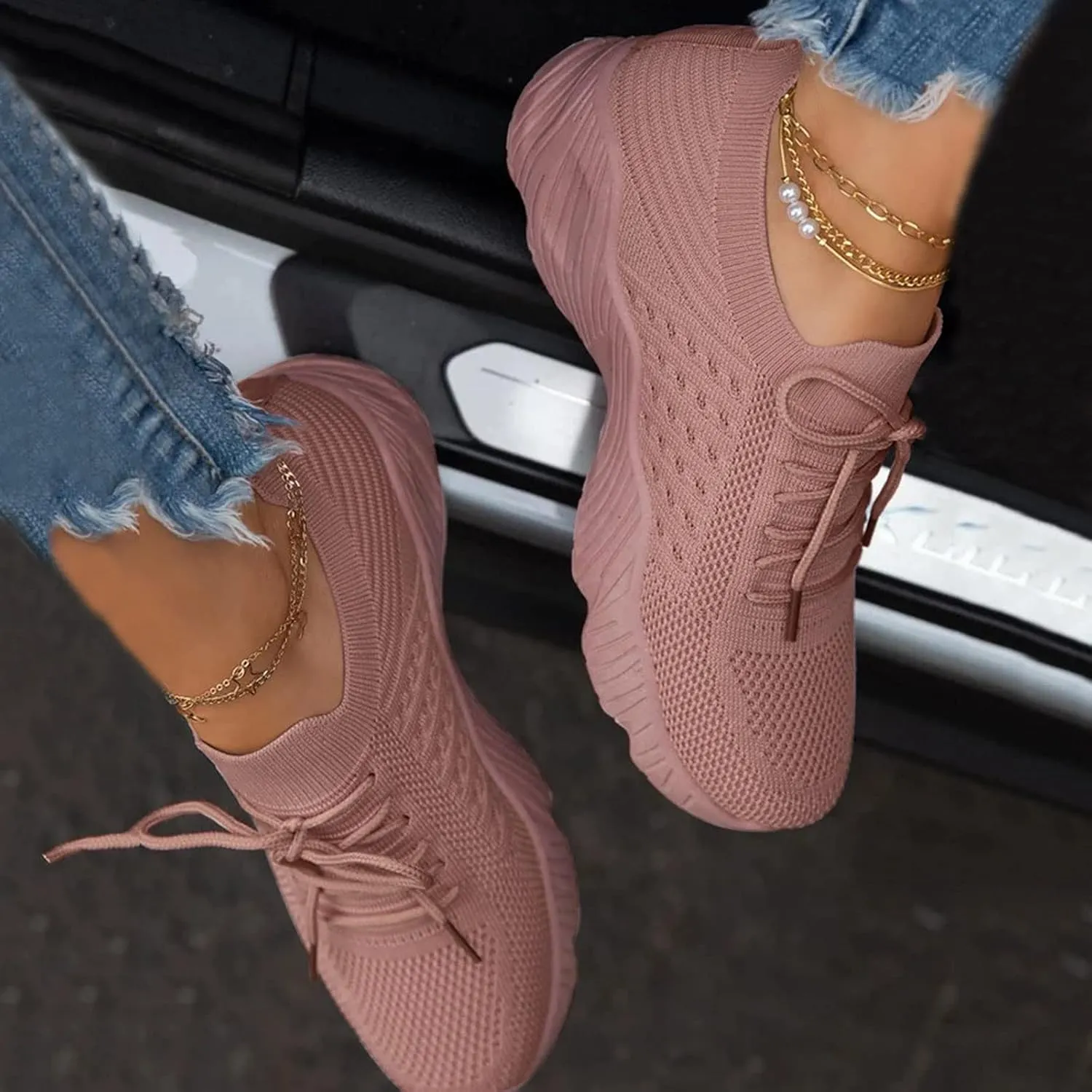 Men's Casual Slip-on Loafers Platform Sneakers for Women Dance Shoes for Women Slip on Non Slip Low Top Casual Black Loafers Women Platform Sneakers for Women