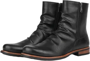Men's chelsea boots Leather Formal attire slip-in Naked boots waterproof and wear-resistant booties with side zippers