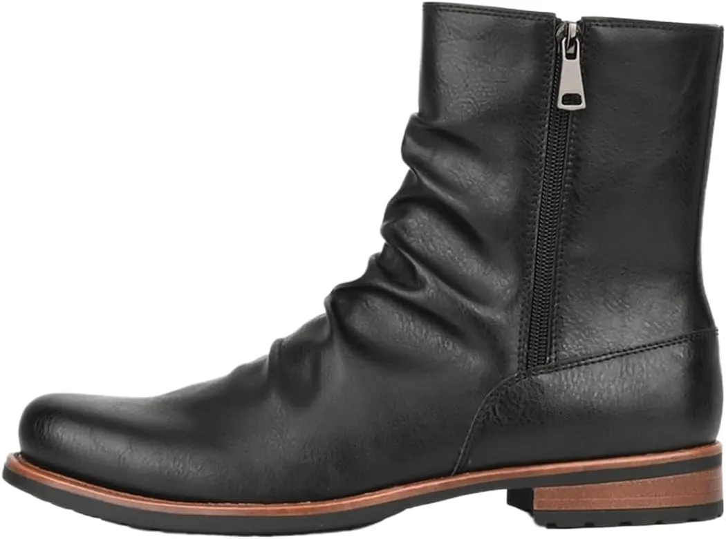 Men's chelsea boots Leather Formal attire slip-in Naked boots waterproof and wear-resistant booties with side zippers