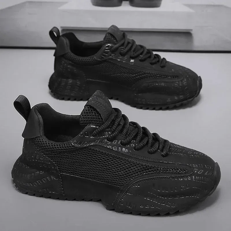 Men's Chunky Sneakers - Designer Board Shoes, Fashion Casual Microfiber Leather, Breathable Platform Shoes with Internal Lift