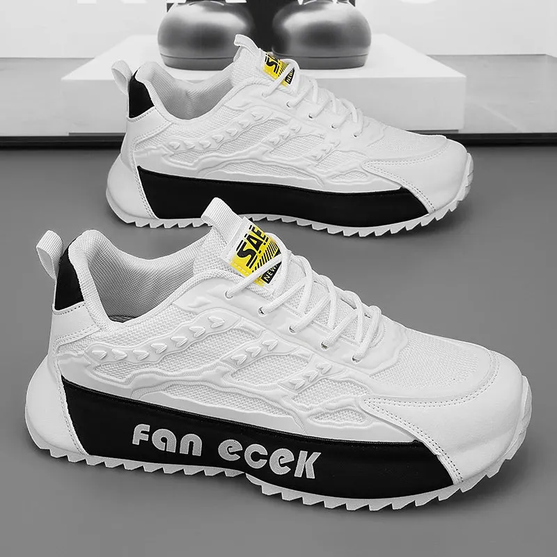 Men's Chunky Sneakers - Designer Board Shoes, Fashion Casual Microfiber Leather, Breathable Platform Shoes with Internal Lift