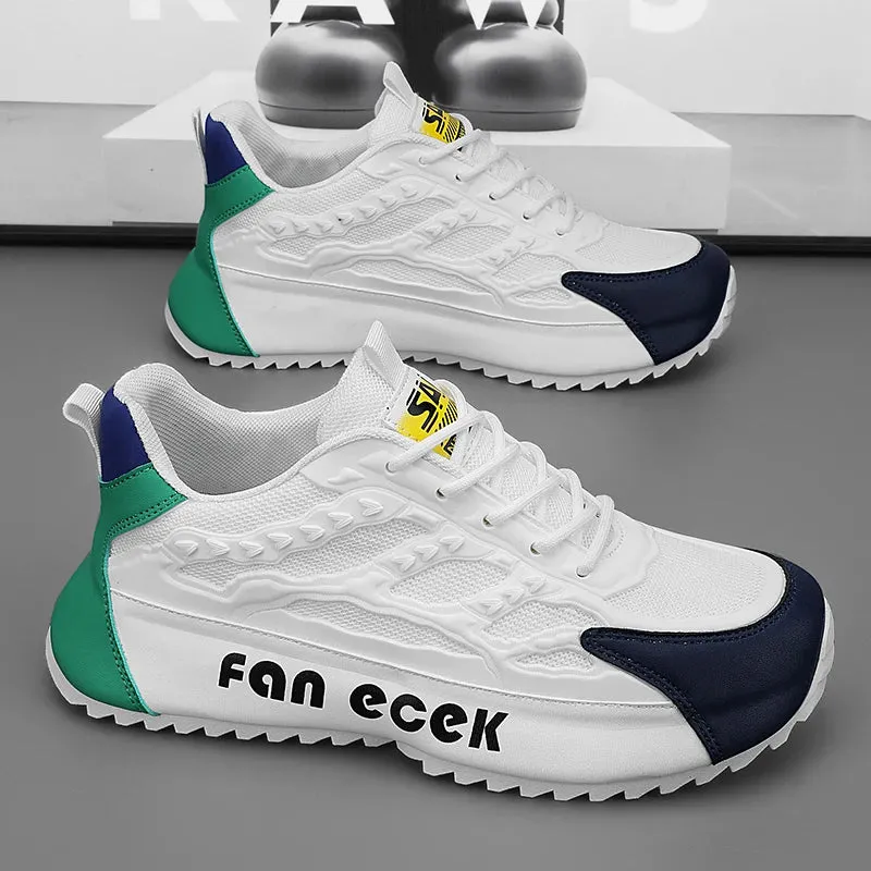 Men's Chunky Sneakers - Designer Board Shoes, Fashion Casual Microfiber Leather, Breathable Platform Shoes with Internal Lift
