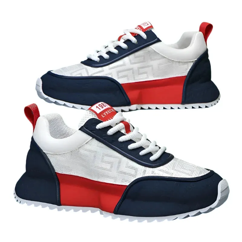 Men's Chunky Sneakers - Designer Board Shoes, Fashion Casual Microfiber Leather, Breathable Platform Shoes with Internal Lift