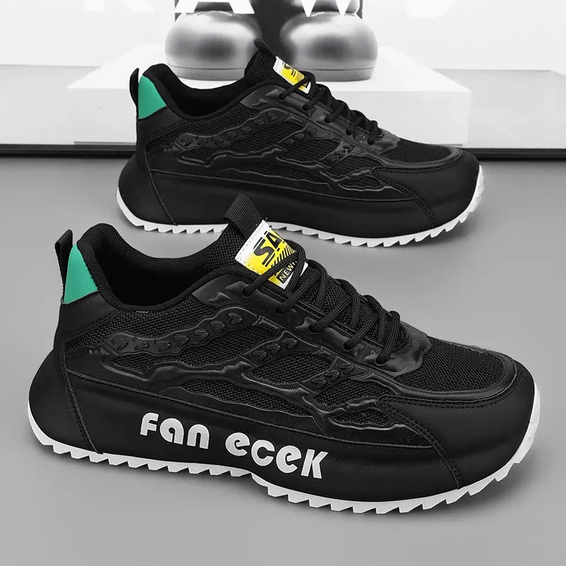 Men's Chunky Sneakers - Designer Board Shoes, Fashion Casual Microfiber Leather, Breathable Platform Shoes with Internal Lift